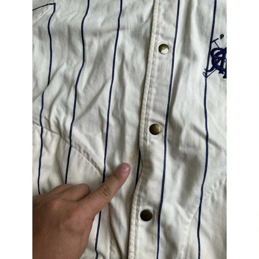 Mens 90s Polo by Ralph Lauren Striped Snap Front Bomber Jacket, Size M